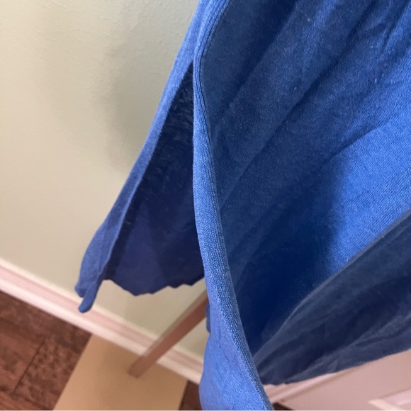 J Jill Linen dress v-neck long sleeve Cornflower Blue Large - Picture 7 of 9